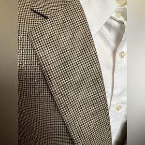 Alan Flusser Sports Coat 46R - Micro Houndstooth, Silk & Worsted Wool